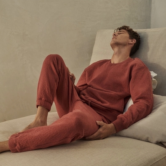 Lunya Lahgo Restore Double Faced Pant - Rich Burgundy Heather Luxe Gifts For Him - Picture 2 of 12